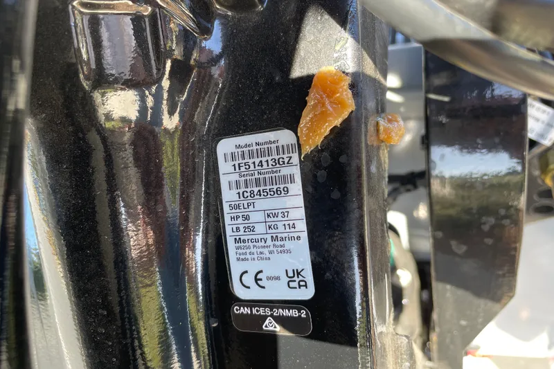 Slide: The Image of Label on 2027 Tracker Bass Tracker Classic CC, displaying model and serial numbers. - 67