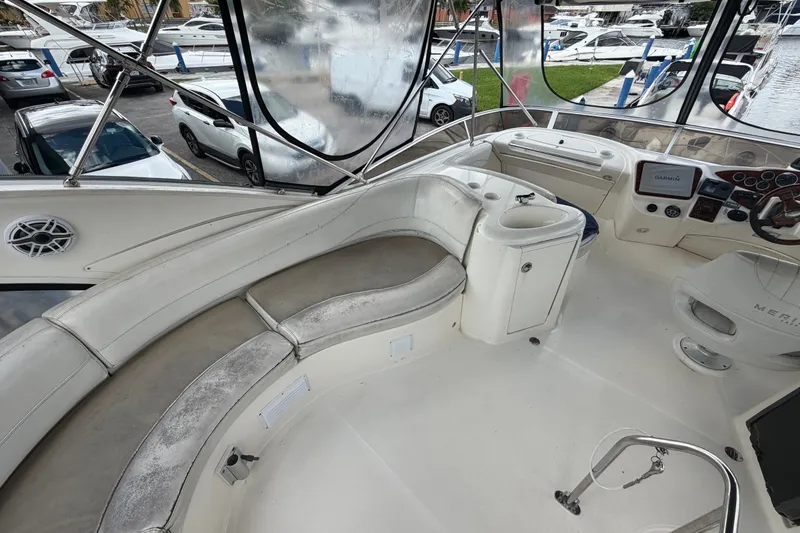 Slide: The Image of 2008 Meridian 391 Sedan yacht interior with seating and navigation equipment. - 20