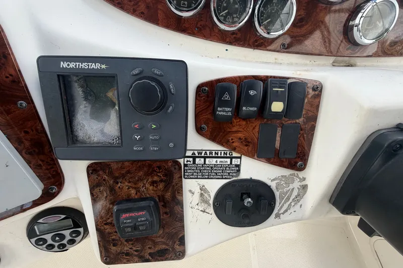 Slide: The Image of Control panel of a 2008 Meridian 391 Sedan boat with Northstar navigation system. - 14