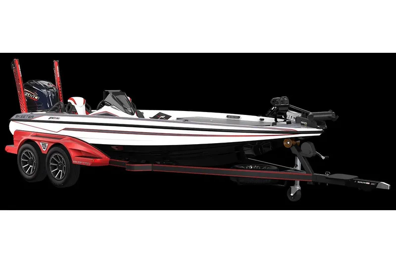 Slide: The Image of Manufacturer Provided Image: 2024 Skeeter FXR21 Apex boat, sleek design, red and white color, on trailer. - 21