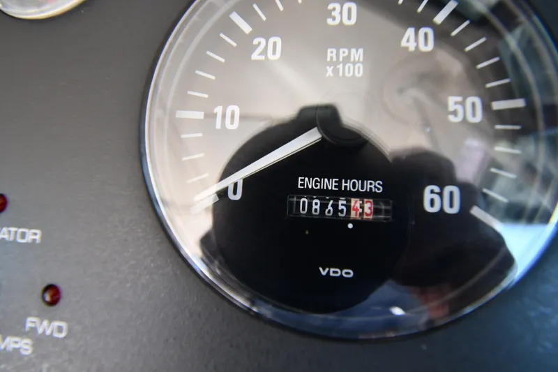 Slide: The Image of Close-up of a 2004 Tiara Yachts 3500 Open engine hour meter showing 865.43 hours. - 14