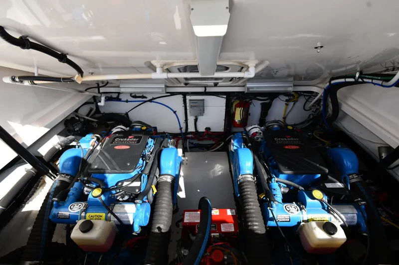 Slide: The Image of Engine room of 2004 Tiara Yachts 3500 Open with twin Crusader engines. - 46