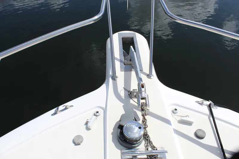 Slide: The Image of Bow of 2003 Ocean Yachts 65 Odyssey with anchor and winch system. - 26