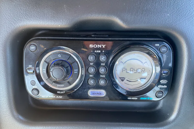 Slide: The Image of Sony marine stereo system on 2012 Harris FloteBote Grand Mariner SL 250. - 21