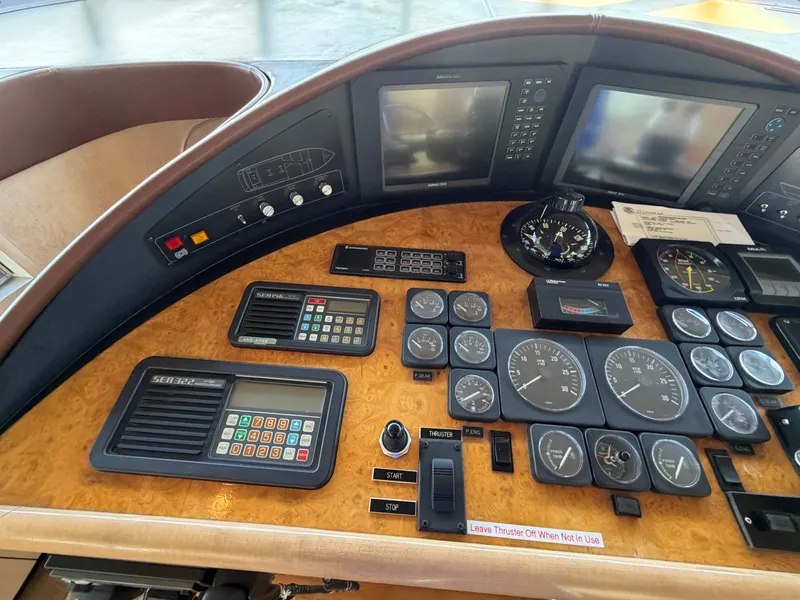 Slide: The Image of The image shows a boat's dashboard with various instruments and screens. - 40