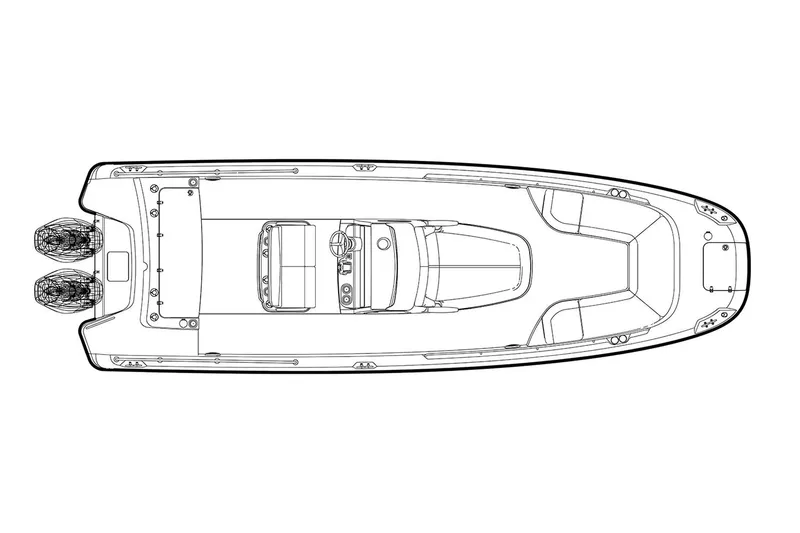 Slide: The Image of Manufacturer Provided Image: Top view schematic of 2022 Boston Whaler 270 Dauntless boat layout. - 14