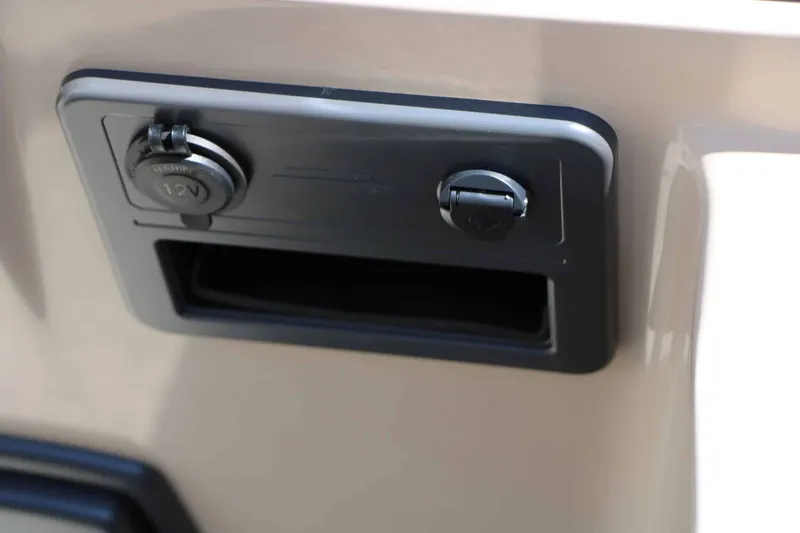 Slide: The Image of Close-up of a 12V socket and USB port on a boat. - 41