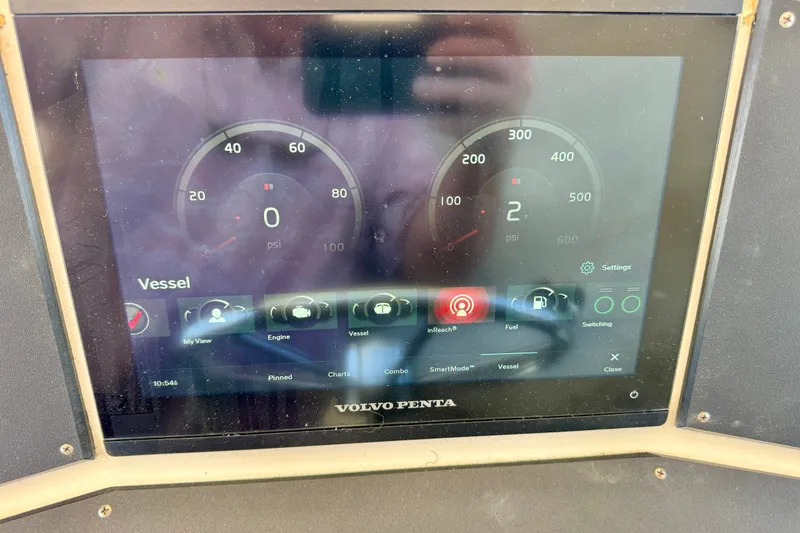 Slide: The Image of Volvo Penta digital display on a 1981 Bertram 46.6 vessel dashboard. - 29