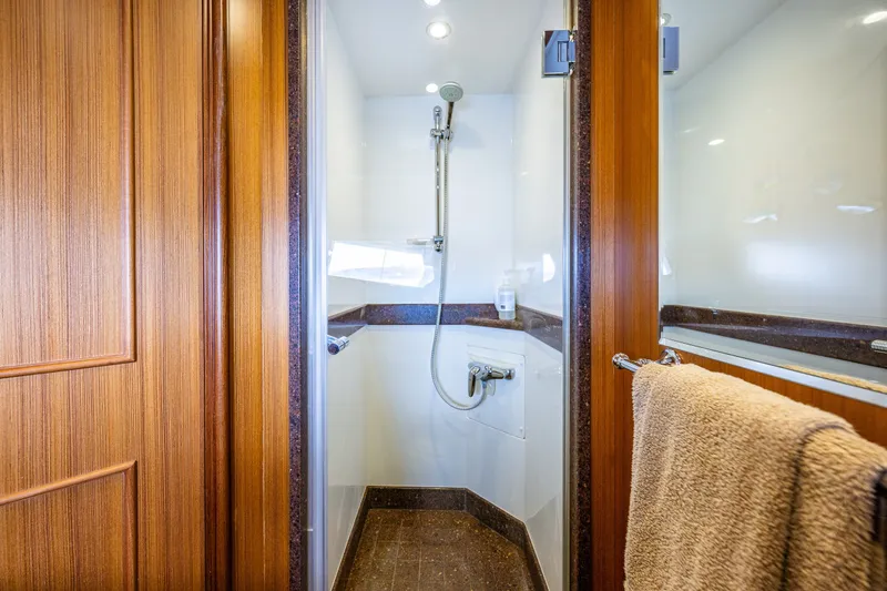 Slide: The Image of Luxurious shower area in 2011 Ocean Alexander 60 Trawler yacht. - 99