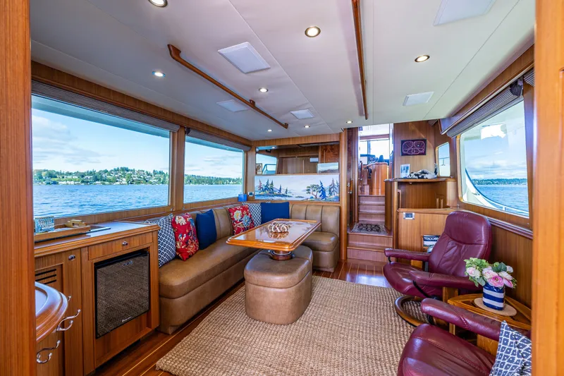 Slide: The Image of Luxurious interior of 2011 Ocean Alexander 60 Trawler with scenic water views. - 70