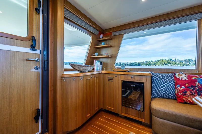 Slide: The Image of Luxurious interior of 2011 Ocean Alexander 60 Trawler with scenic window view. - 78