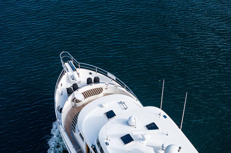 Slide: The Image of Aerial view of 2011 Ocean Alexander 60 Trawler cruising on open water. - 30