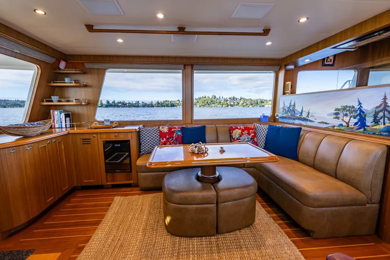 Slide: The Image of Luxurious interior of 2011 Ocean Alexander 60 Trawler with scenic window views. - 73