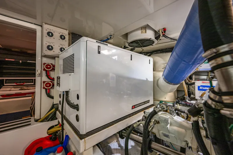 Slide: The Image of Engine room of 2011 Ocean Alexander 60 Trawler with Northern Lights generator. - 114
