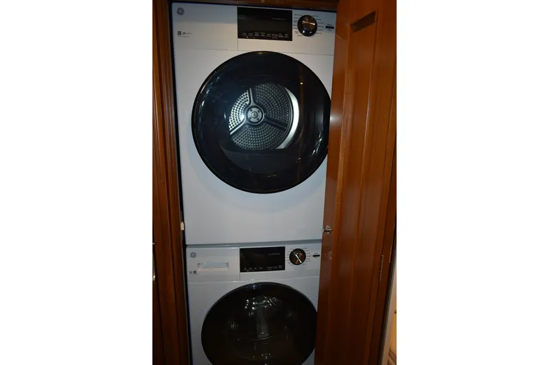 Slide: The Image of Stacked washer and dryer in 2011 Ocean Alexander 60 Trawler yacht. - 101