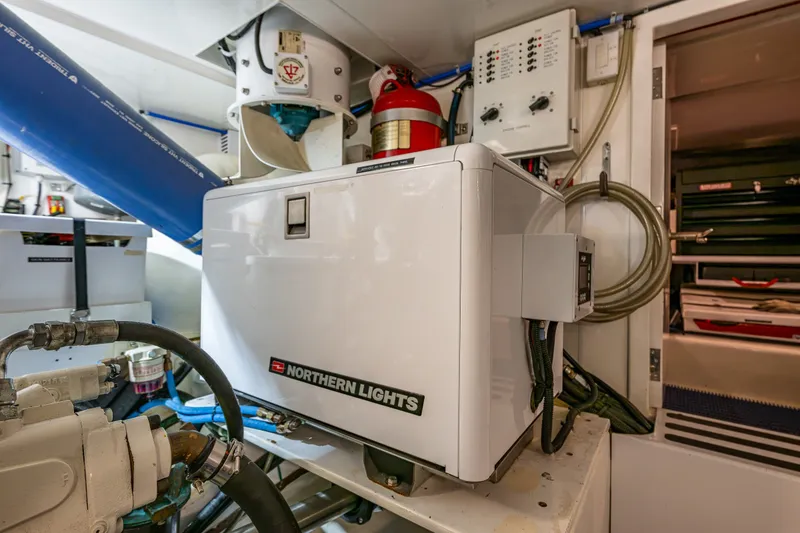 Slide: The Image of Engine room of 2011 Ocean Alexander 60 Trawler with Northern Lights generator. - 115
