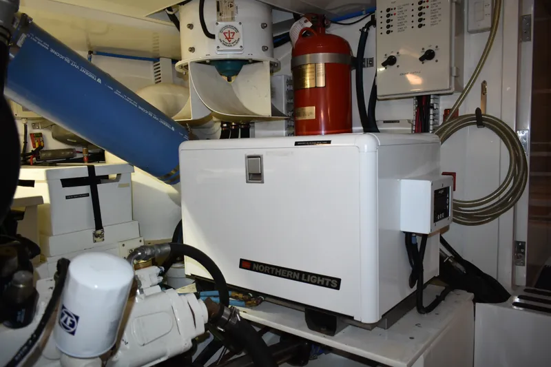 Slide: The Image of Engine room of 2011 Ocean Alexander 60 Trawler with Northern Lights generator. - 116