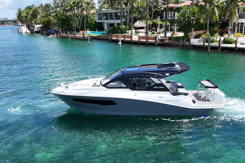 Slide: The Image of Luxury Granfort 370 GTX yacht cruising in tropical waters, 2027 model. - 10
