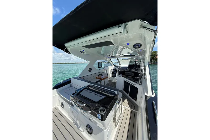 Slide: The Image of Luxurious 2027 Granfort 370 GTX yacht interior with sleek design and modern amenities. - 17