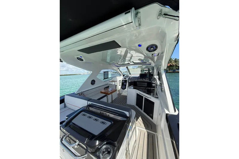 Slide: The Image of Luxurious interior of 2027 Granfort 370 GTX yacht with sleek design and modern amenities. - 20