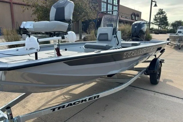 Slide: The Image of 2027 Tracker Bass Tracker 175 CC boat on trailer, parked outdoors. - 15