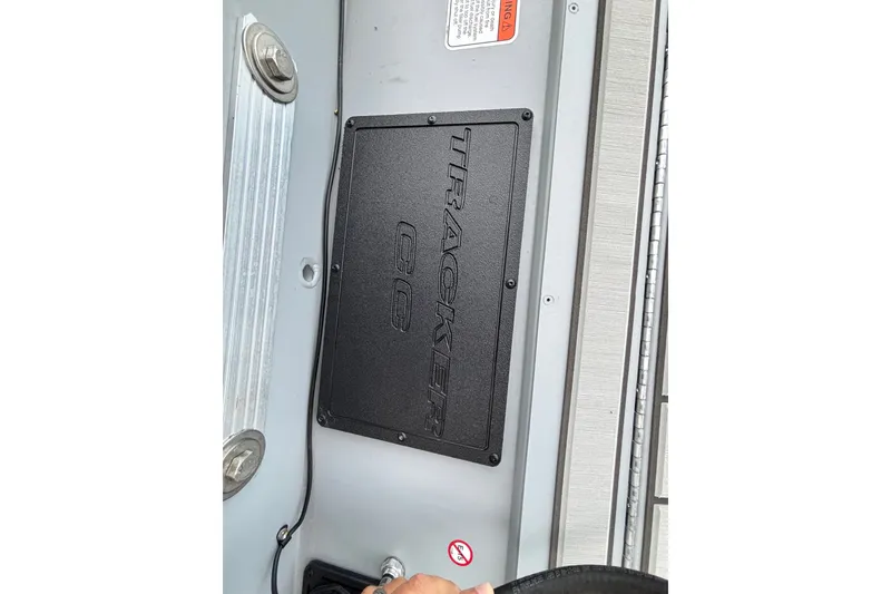Slide: The Image of 2027 Tracker Bass Tracker 175 CC boat deck with branding plate. - 14