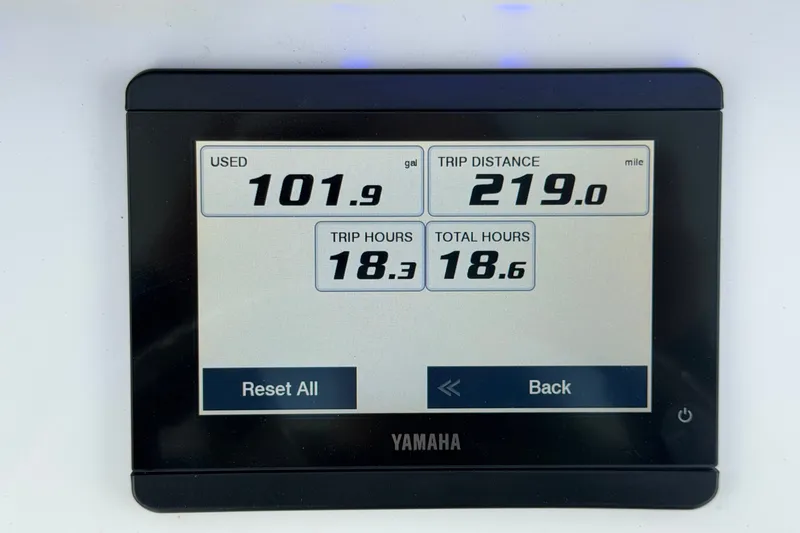 Slide: The Image of A Yamaha display shows fuel used, trip distance, and engine hours. - 10
