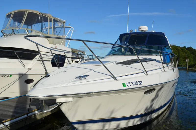 Slide: The Image of 2002 Formula 37 Performance Cruiser docked, showcasing sleek design and modern features. - 1
