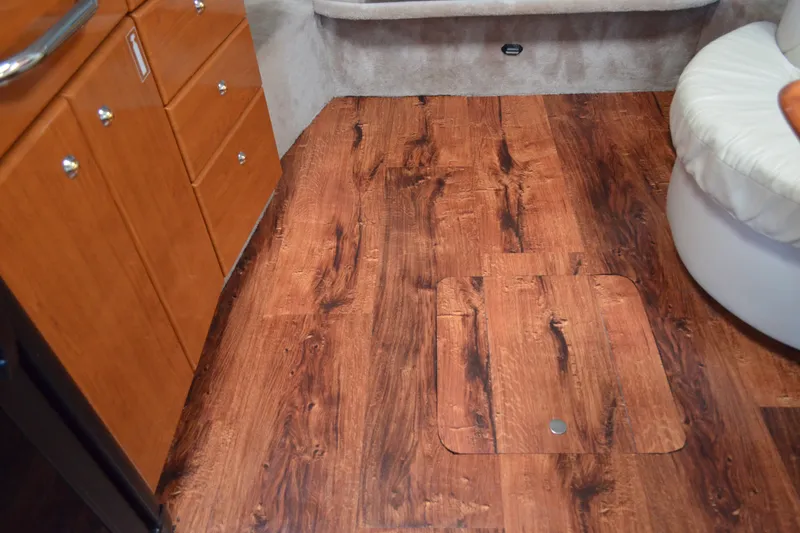 Slide: The Image of Interior of 2002 Formula 37 Performance Cruiser with wood flooring and cabinetry. - 35