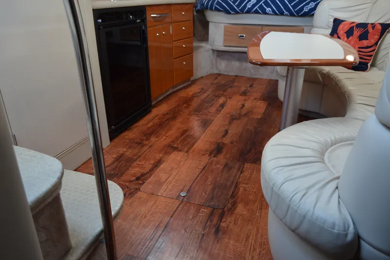 Slide: The Image of Interior of 2002 Formula 37 Performance Cruiser with wood flooring and leather seating. - 41