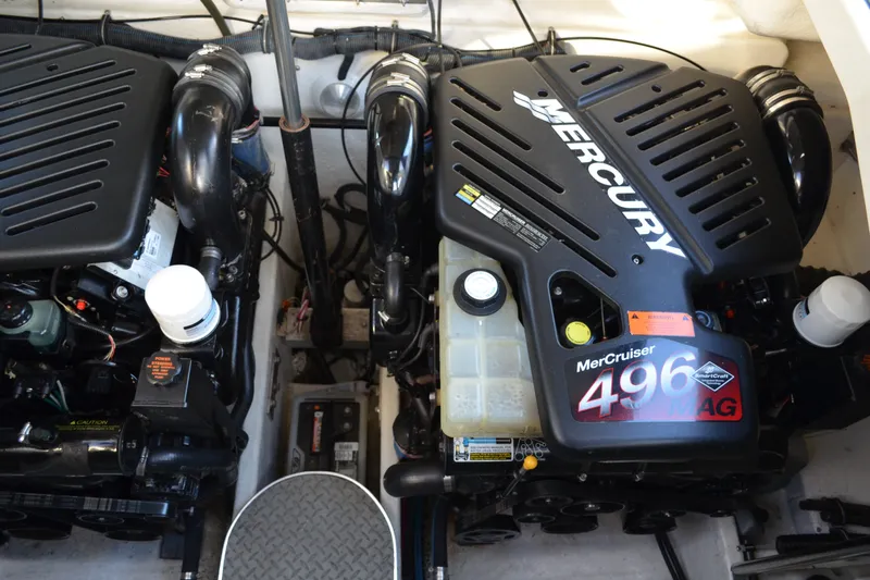 Slide: The Image of Engine compartment of a 2002 Formula 37 Performance Cruiser with twin MerCruiser 496 MAG engines. - 66