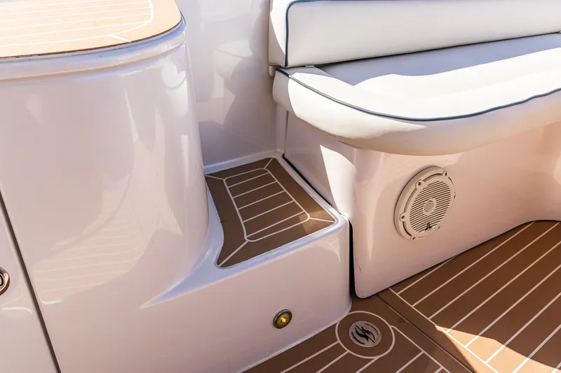 Slide: The Image of Luxurious interior of 2014 Zeelander Z44 yacht with cushioned seating and teak flooring. - 30