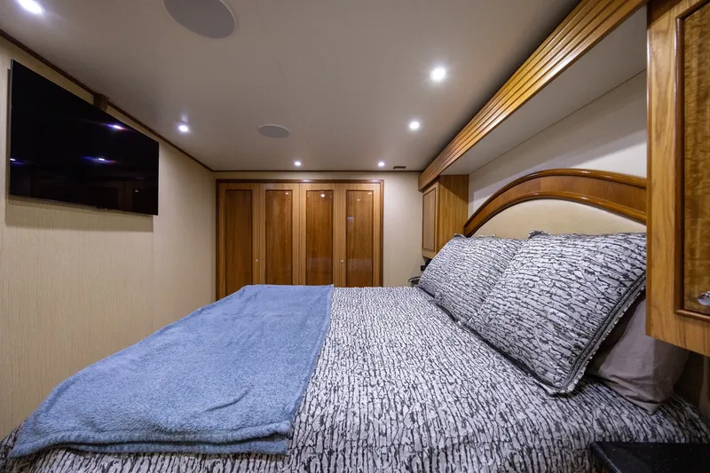 Slide: The Image of Luxurious bedroom interior in 2008 B&D Convertible yacht with modern decor and cozy bedding. - 37