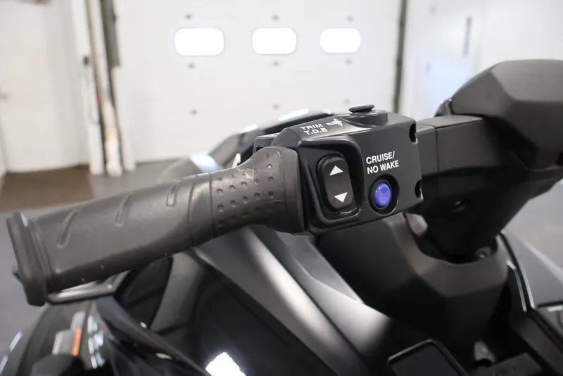 Slide: The Image of 2024 Yamaha WaveRunner GP SVHO handlebar controls with cruise and no wake features. - 12