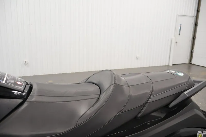Slide: The Image of 2024 Yamaha WaveRunner GP SVHO jet ski seat in a showroom setting. - 13