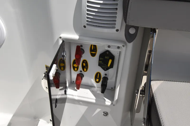 Slide: The Image of Control panel of a 2022 Jeanneau 7.5 Leader boat. - 8