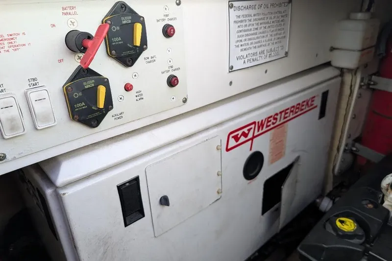 Slide: The Image of Control panel and Westerbeke generator in a 2008 Formula 40 Performance Cruiser. - 35