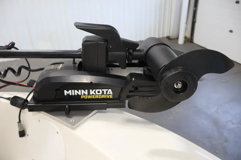 Slide: The Image of Minn Kota PowerDrive motor on 2015 Bayliner Element 180 XL boat. - 13