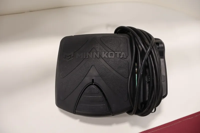 Slide: The Image of Minn Kota foot pedal with coiled cable on Bayliner Element 180 XL, 2015 model. - 14