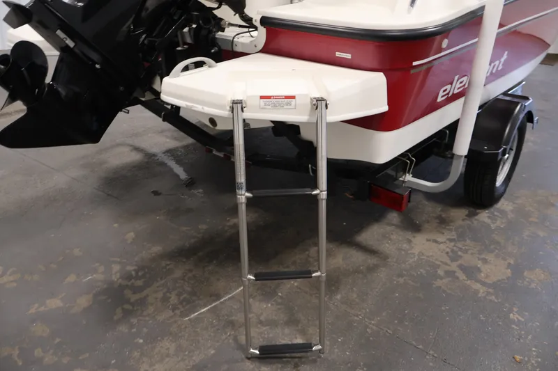 Slide: The Image of 2015 Bayliner Element 180 XL boat with ladder and outboard motor. - 41
