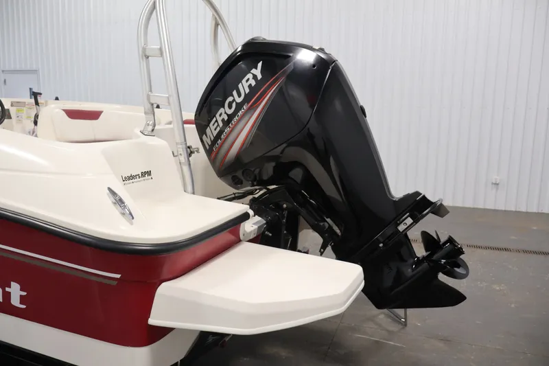 Slide: The Image of 2015 Bayliner Element 180 XL boat with Mercury outboard motor in a showroom. - 42