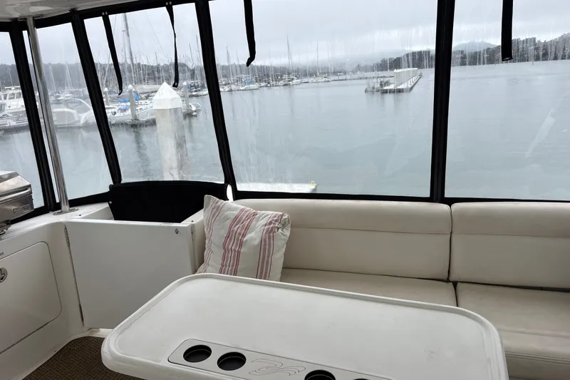 Slide: The Image of Interior of 2005 Sea Ray 480 Motor Yacht with marina view through windows. - 6