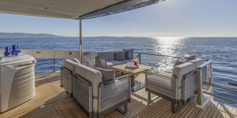 Slide: The Image of Luxury deck of 2025 Absolute NAVETTA 75 yacht with ocean view. - 18