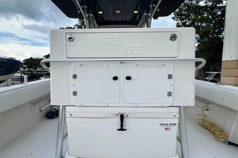 Slide: The Image of 2007 SeaVee 340B Open boat interior with storage compartments and seating. - 42