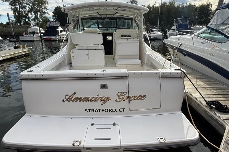 Slide: The Image of 2003 Tiara Yachts 3500 Open named "Amazing Grace" docked in Stratford, CT marina. - 7