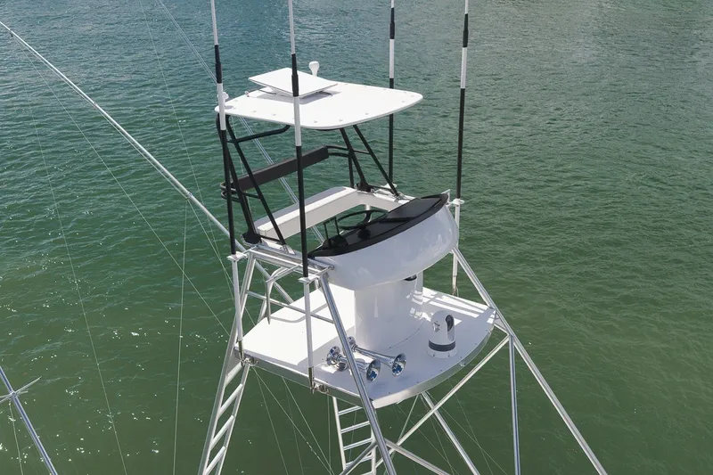 Slide: The Image of High view of 1995 Merritt 65 Sport Fish tower over water. - 11