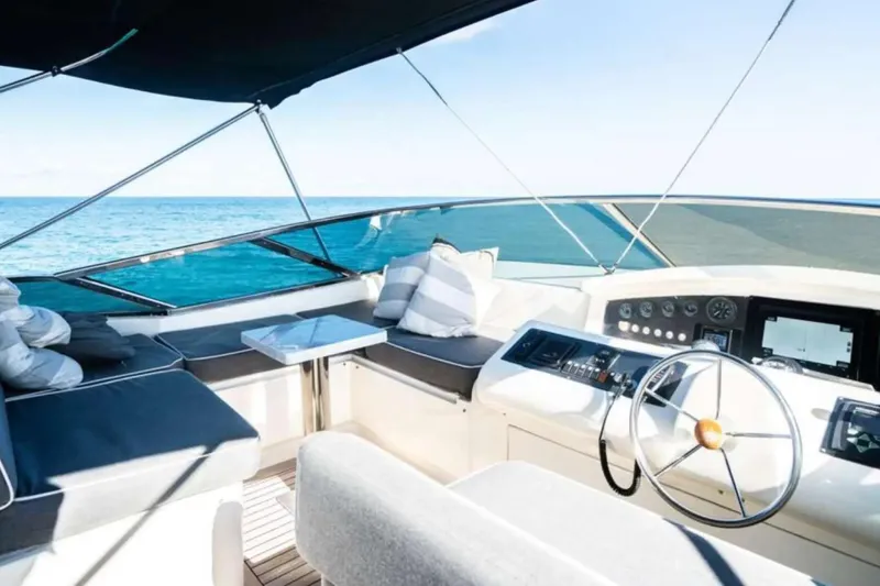 Slide: The Image of Luxurious 2010 Azimut 100 Leonardo yacht interior with ocean view and modern helm. - 3