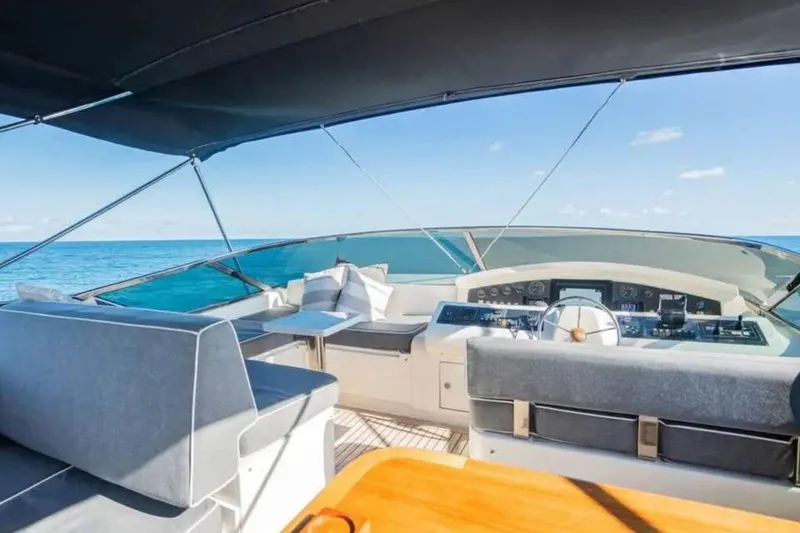 Slide: The Image of Luxurious 2010 Azimut 100 Leonardo yacht interior with ocean view and modern helm. - 2