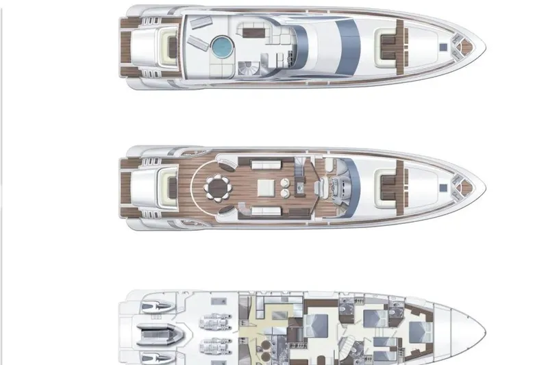 Slide: The Image of Deck layout of 2010 Azimut 100 Leonardo luxury yacht, showcasing interior and exterior design. - 87