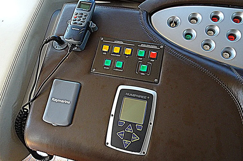 Slide: The Image of Control panel of a 2010 Azimut 100 Leonardo yacht with Raymarine and Humphree systems. - 23